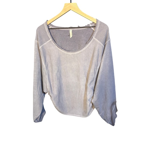 FP Movement by Free People Tops - FP Movement Free People Blue Grey Raw Edge Scoop Neck Sweatshirt Large
